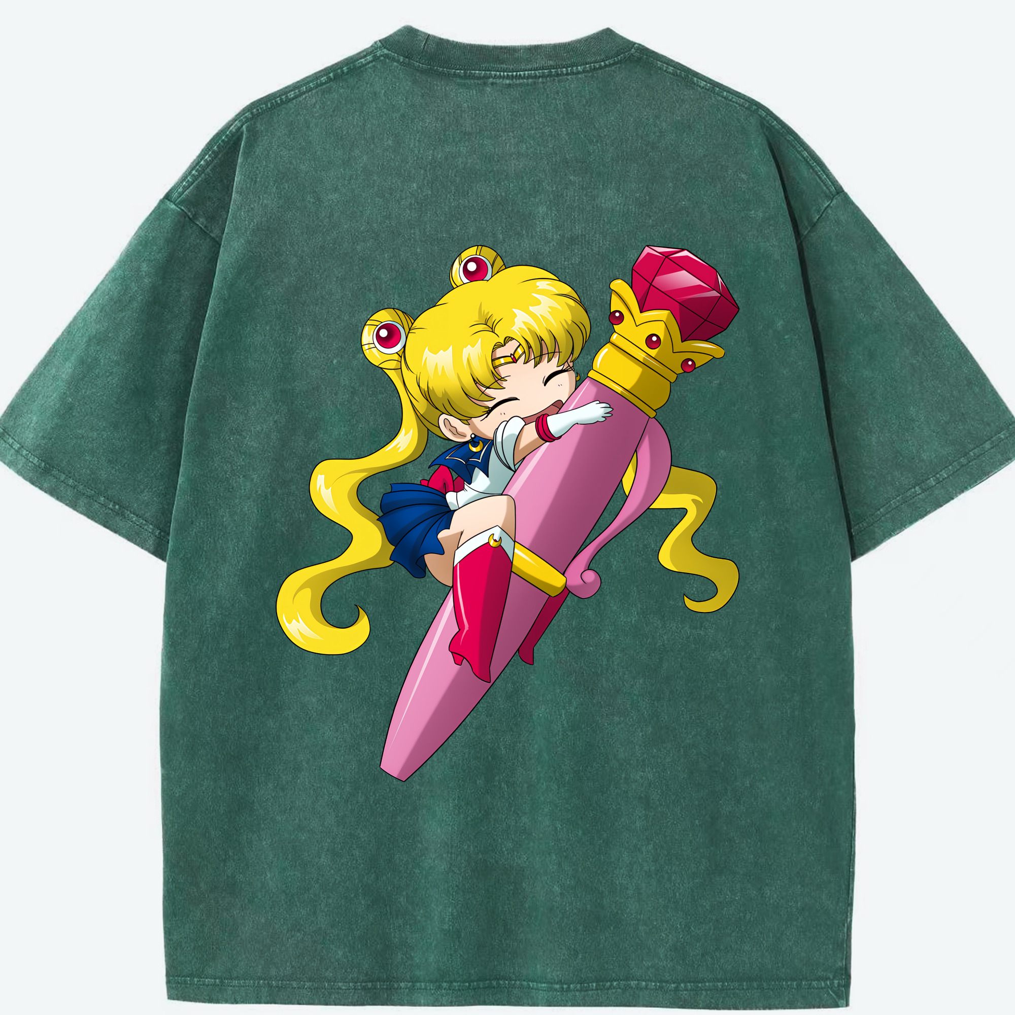 （画像用） 美少女戦士セーラームーン 月野 うさぎ つきの うさぎ Sailor Moon Tsukino Usagi 綿100% ヴィンテージ風 半袖Tシャツ（背面プリント）
